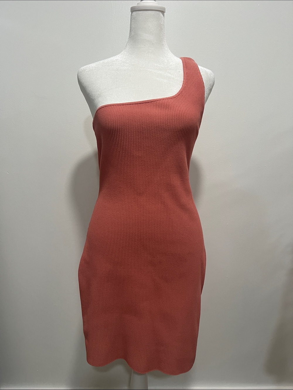 ARITZIA One-Shoulder Ribbed Sculpt Knit Mini Dress